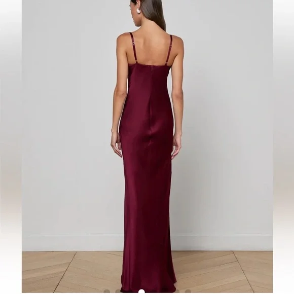 L’AGENCE Sayla Silk Gown in Dark Port Size 4 - Picture 3 of 13